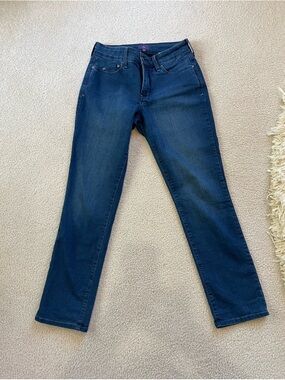 NYDJ Women's Straight Leg Jeans in Dark Blue Denim